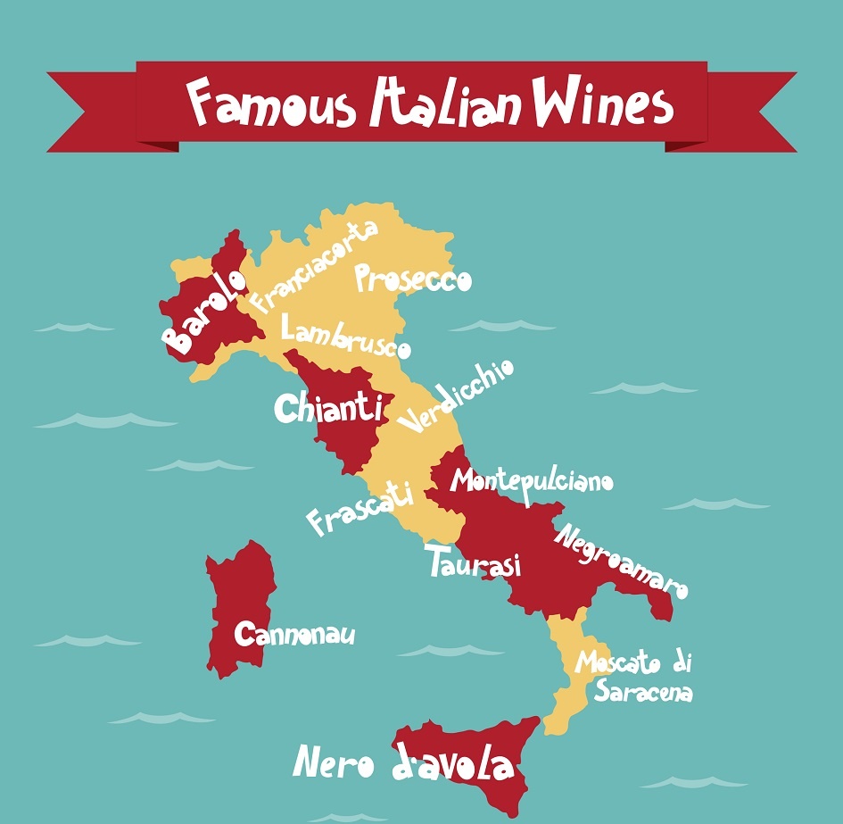 карта известных итальянских вин