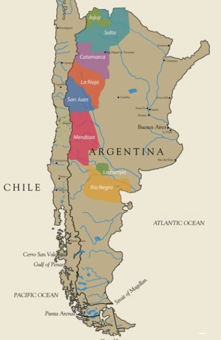 карта винодельческих регионов Аргентины фото