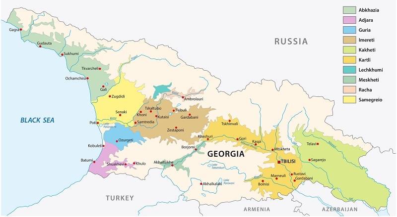 карта виноделия Грузии