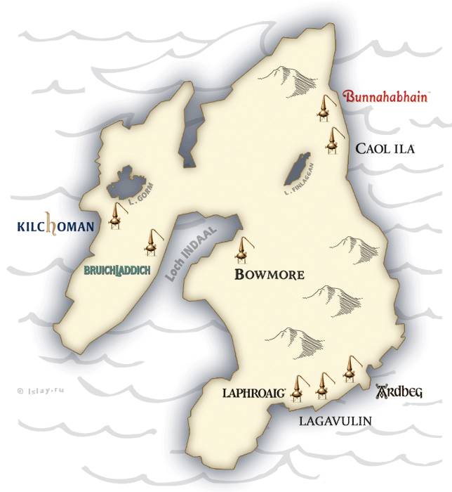 карта винокурен острова Айла