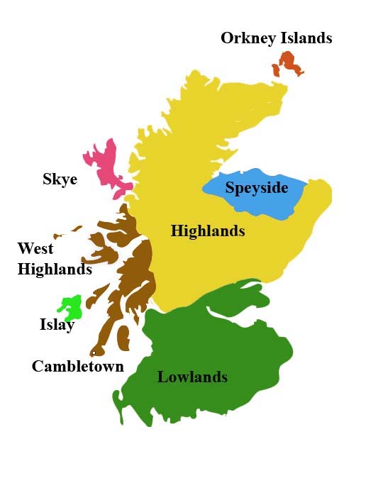фото региона Хайленд на карте производства виски в Шотландии