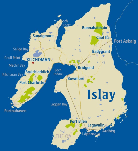 карта производства виски на острове Айла