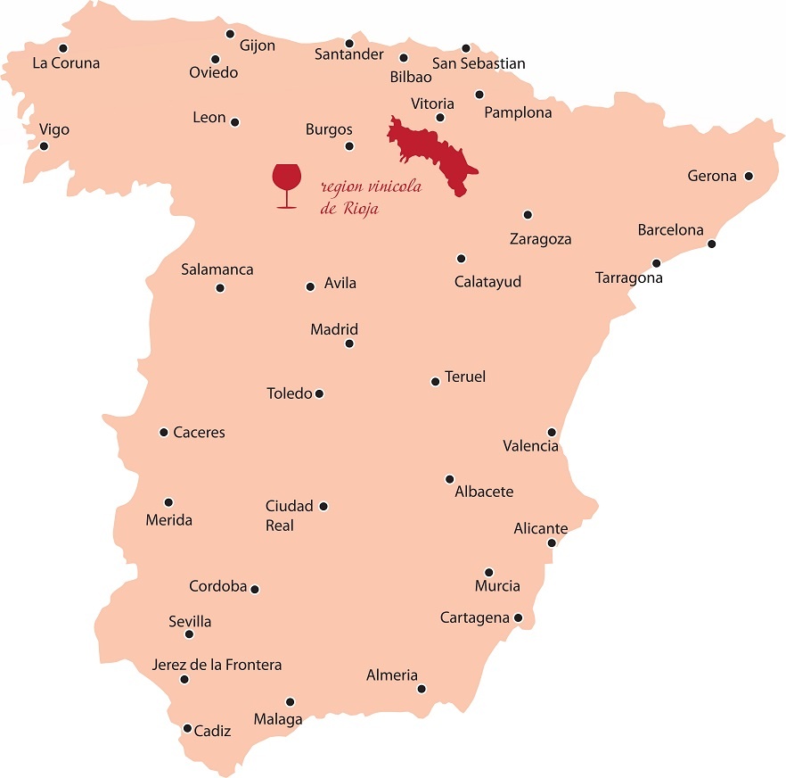 винодельческий регион Риоха на карте Испании